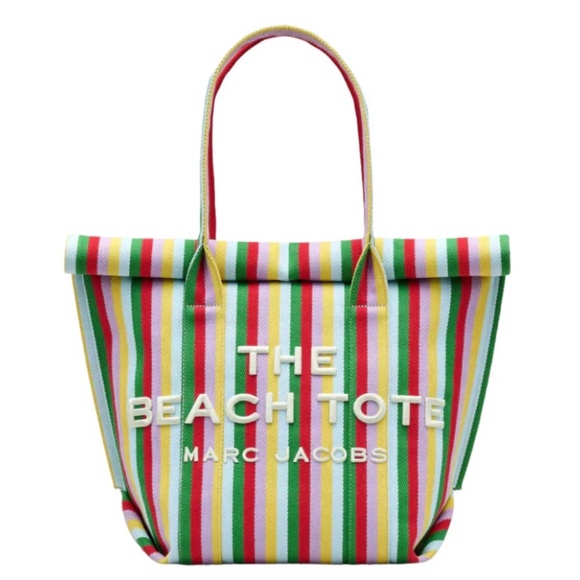 MARC JACOBS THE STRIPED JACQUARD BEACH TOTE HANDBAG - Picture 1 of 6